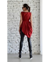 Asymmetric red tunic top