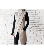 Beige Elegant Zipper Vest
